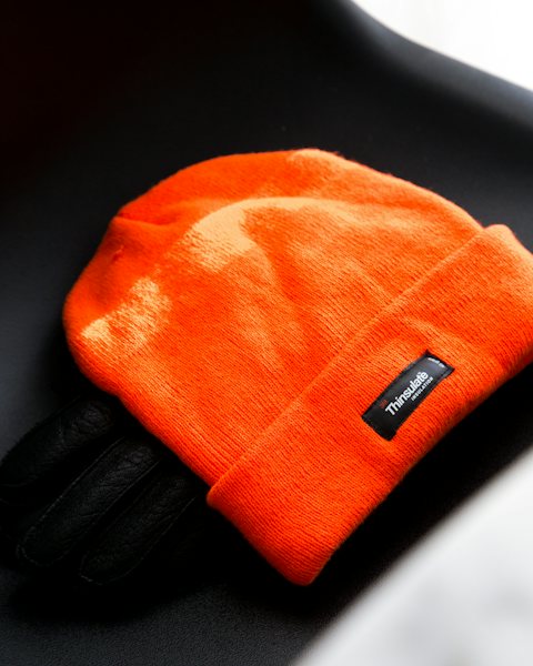 Signal orange cuffed beanie